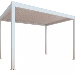 Motordriven Pergola 4x3m | Aluminium | Inbyggd LED belysning | Vit