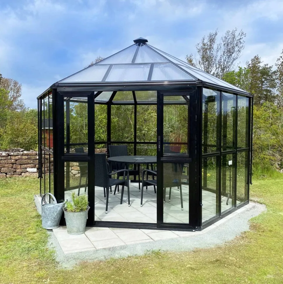Orangeri/Lusthus 10m² | Sexkantigt växthus | Säkerhetsglas