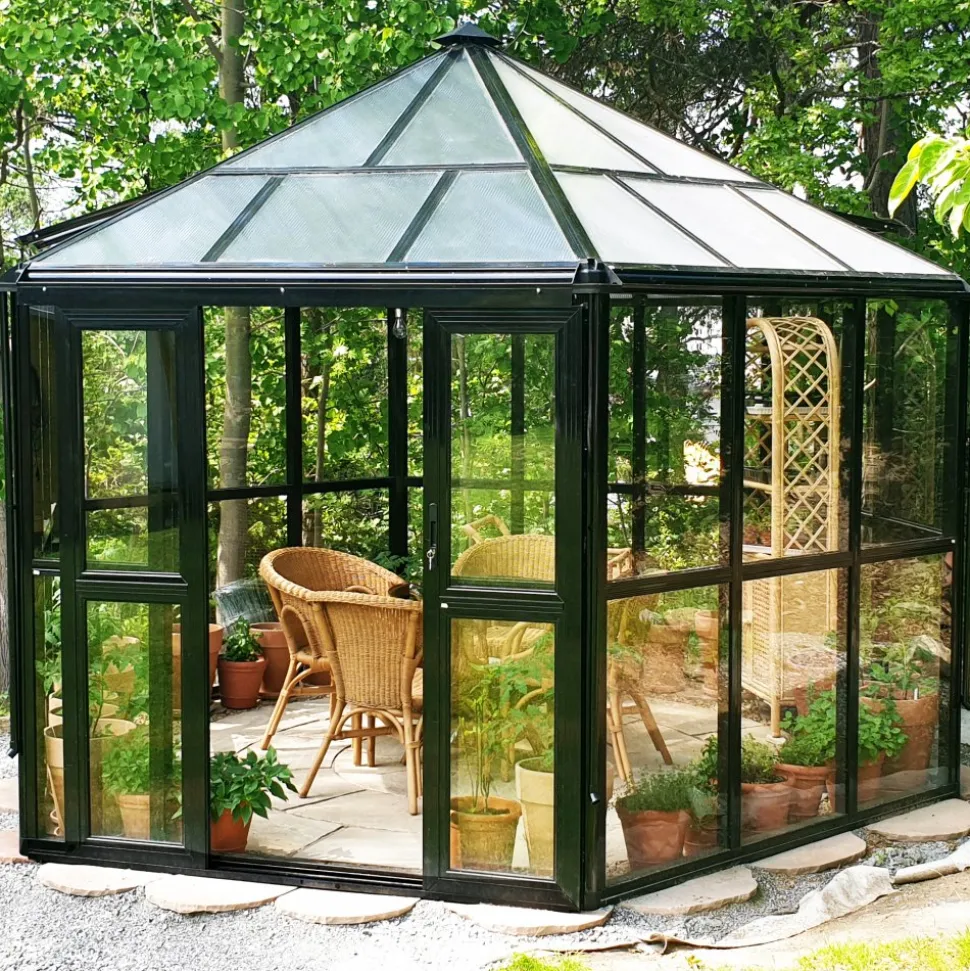 Orangeri/Lusthus 10m² | Sexkantigt växthus | Säkerhetsglas