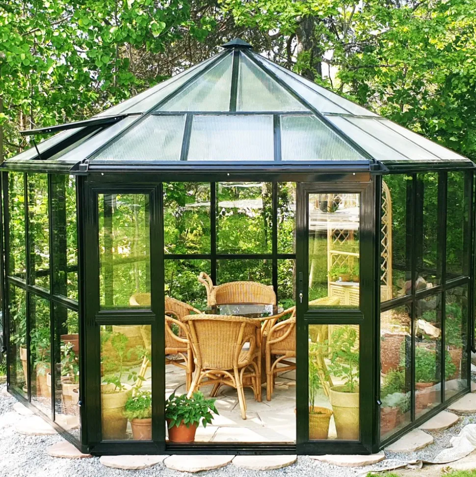 Orangeri/Lusthus 10m² | Sexkantigt växthus | Säkerhetsglas