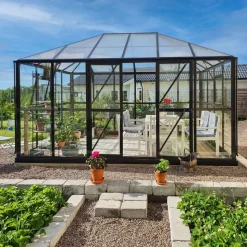 Orangeri 12,9m² | Stort premiumväxthus | 5 års stormgaranti | Gazebo