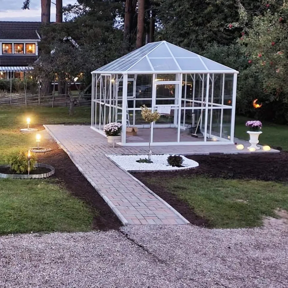 Orangeri 12,9m² | Stort premiumväxthus | 5 års stormgaranti | Gazebo