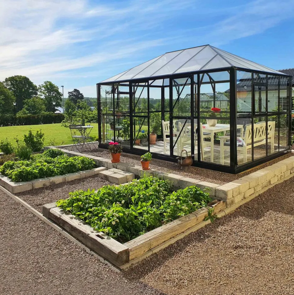 Orangeri 12,9m² | Stort premiumväxthus | 5 års stormgaranti | Gazebo