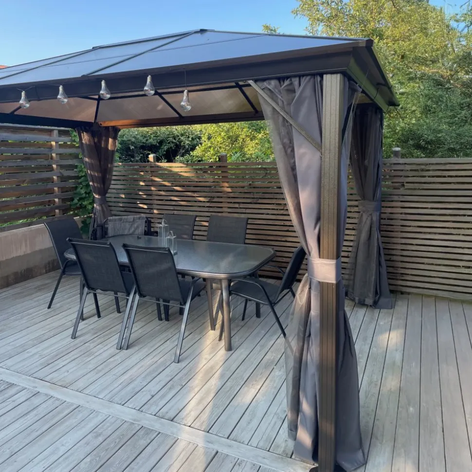 Paviljong premium 4x3m | Tak i kanalplast | Inkl. Väggar och myggnät