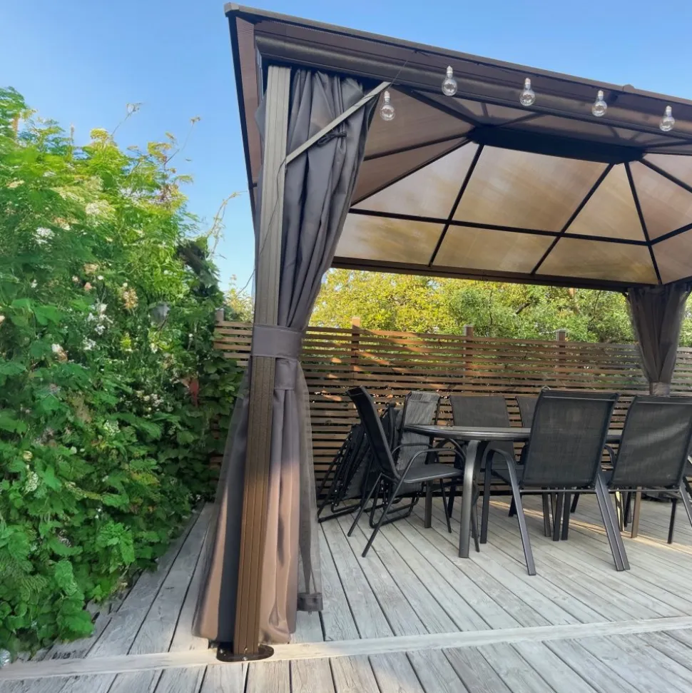 Paviljong premium 4x3m | Tak i kanalplast | Inkl. Väggar och myggnät