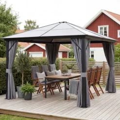 Paviljong premium 3x3m | Tak i kanalplast | Inkl. Väggar och myggnät