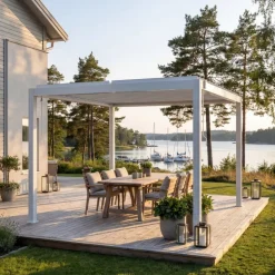 Pergola | Öppningsbart lamelltak | 3x3 m | Vit
