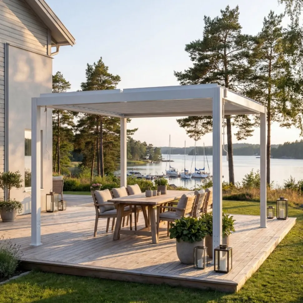 Pergola | Öppningsbart lamelltak | 3x3 m | Vit