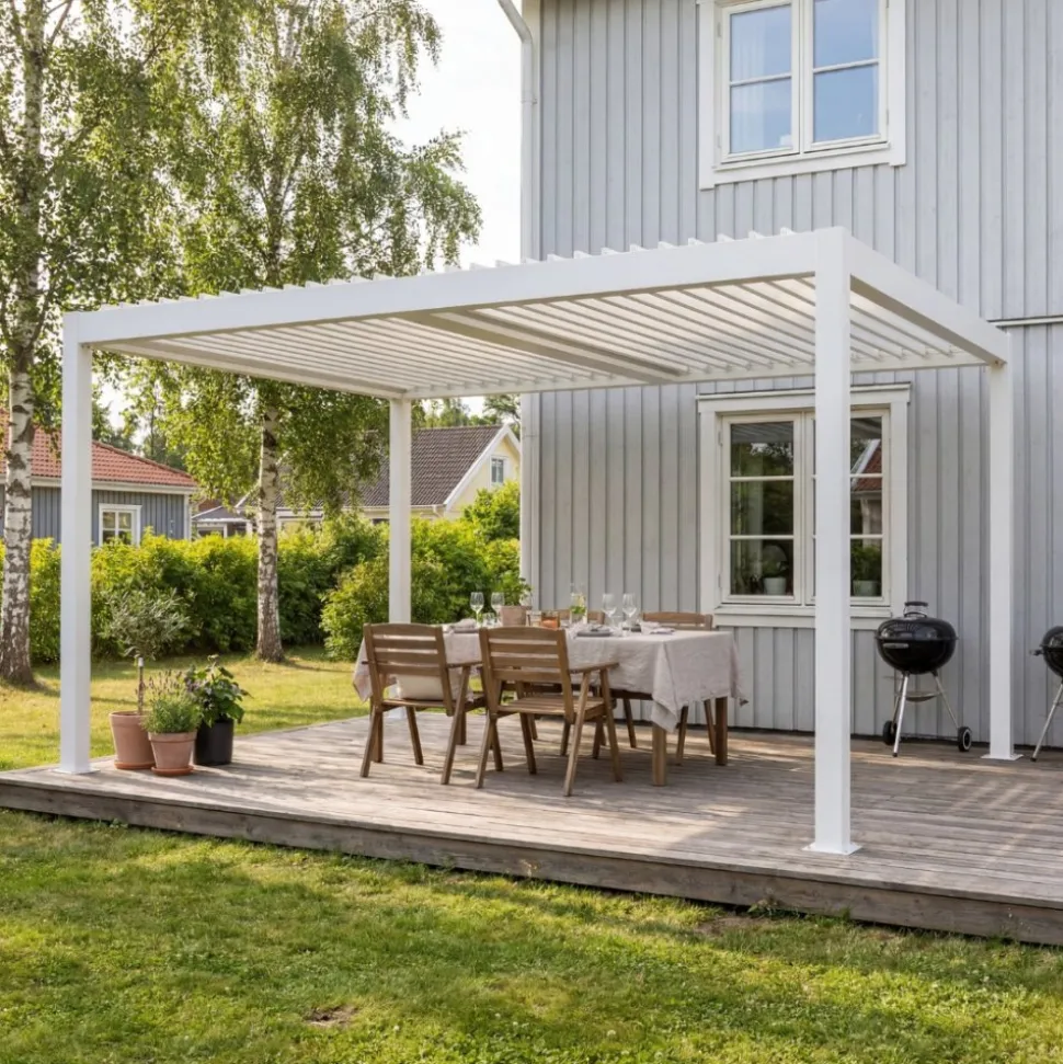 Pergola | Öppningsbart lamelltak | 4x3 | Vit