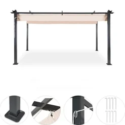 Pergola 300x400 cm | Justerbart solskydd | Mörkgrå aluminium
