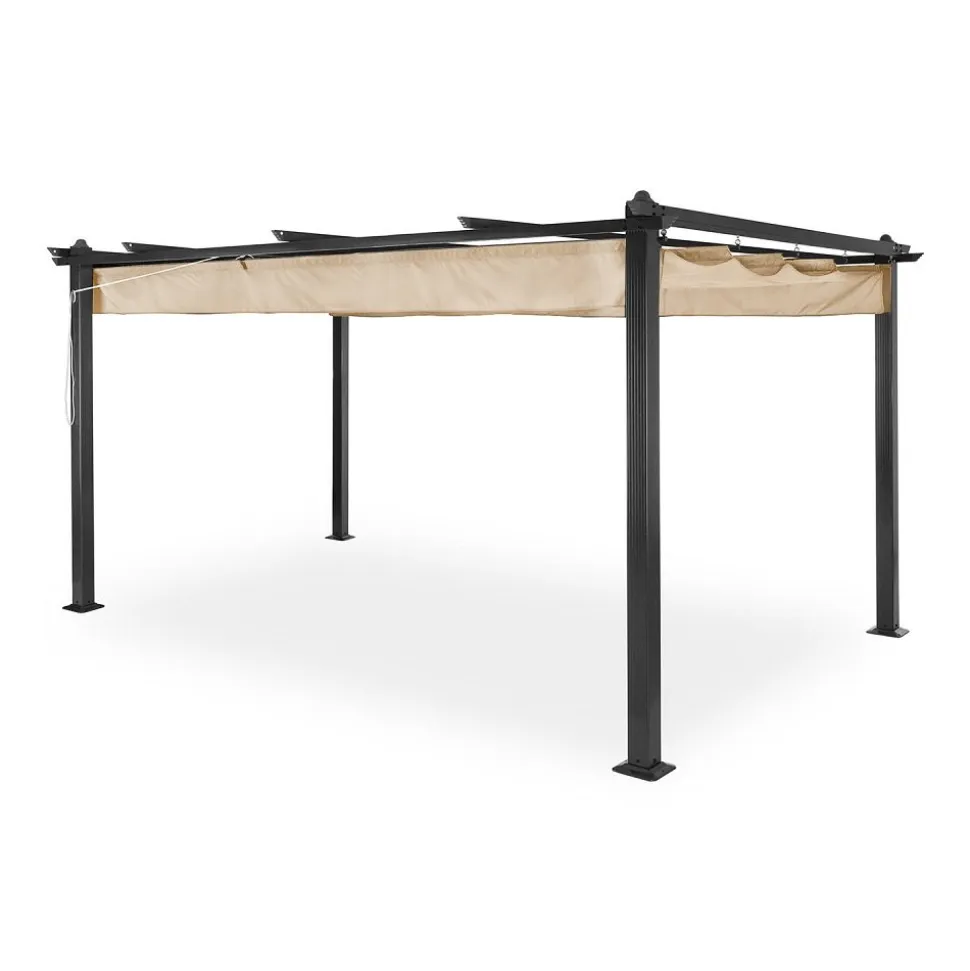 Pergola 300x400 cm | Justerbart solskydd | Mörkgrå aluminium