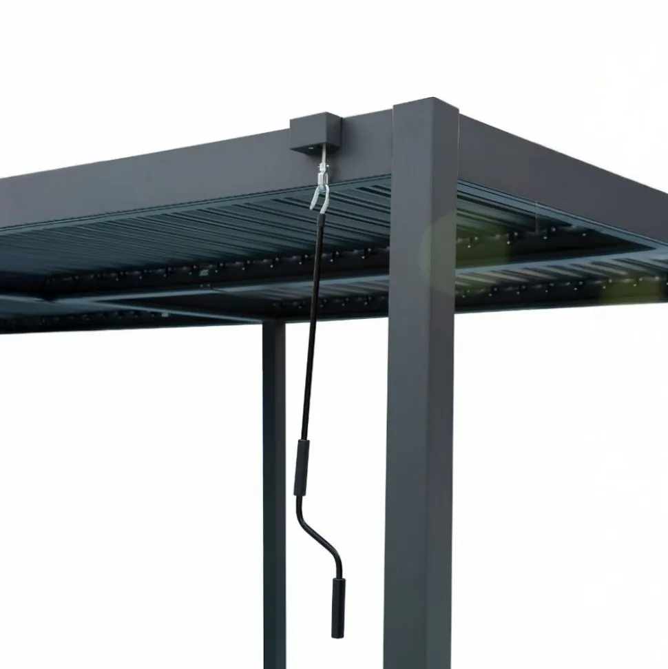 Pergola 6x3 m | justerbart lamelltak | Aluminiumram | Grå