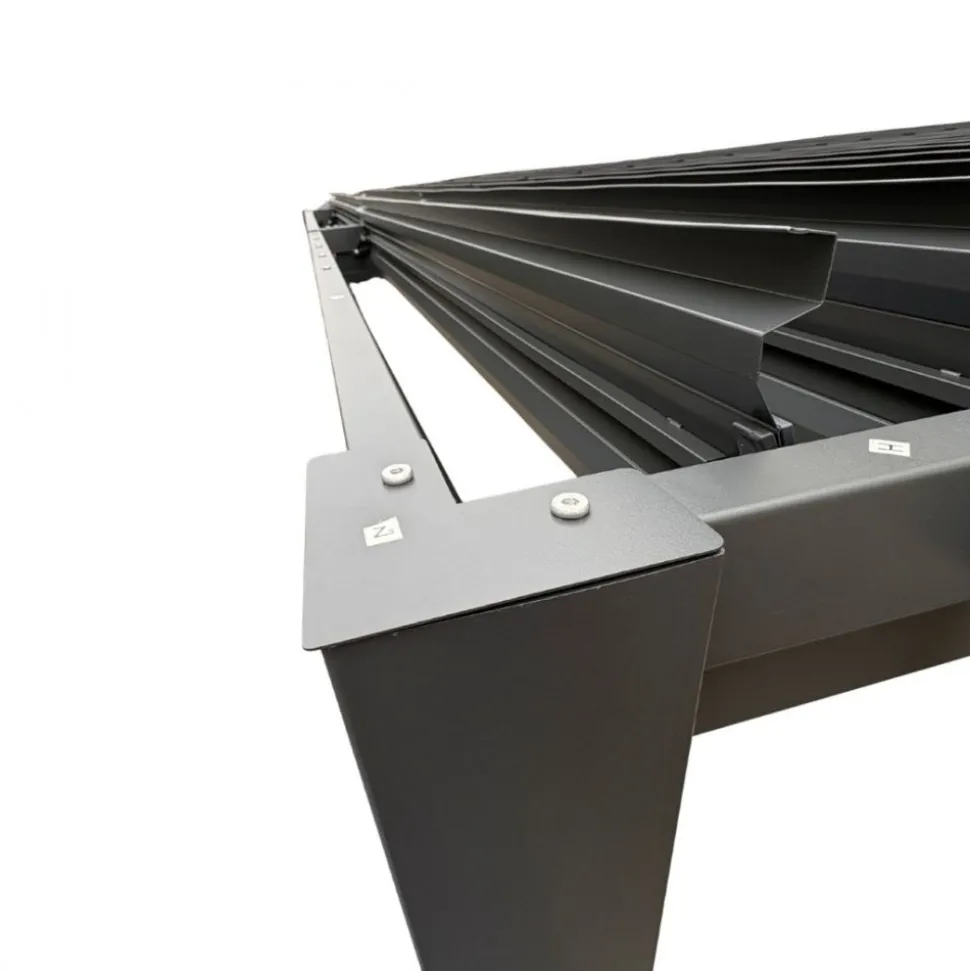 Pergola 3x3 m med lamelltak | Grå stålpergola för uteplats