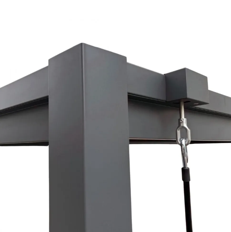 Pergola 3x3 m med lamelltak | Grå stålpergola för uteplats