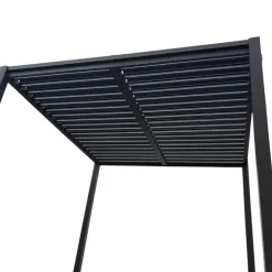Pergola 3x3 m med lamelltak | Grå stålpergola för uteplats