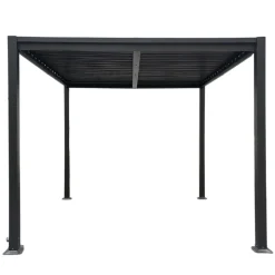 Pergola 3x3 m med lamelltak | Grå stålpergola för uteplats