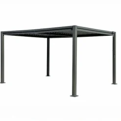 Pergola 4x3 m med lamelltak | Grå stålpergola för uteplats & trädgård