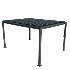 Pergola 4x3 m med lamelltak | Grå stålpergola för uteplats & trädgård