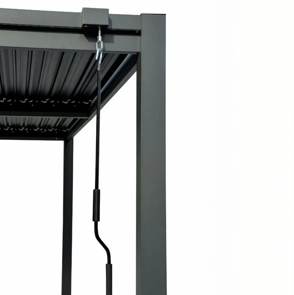 Pergola 4x3 m med lamelltak | Grå stålpergola för uteplats & trädgård