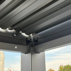 Pergola 4x3 m med lamelltak | Grå stålpergola för uteplats & trädgård