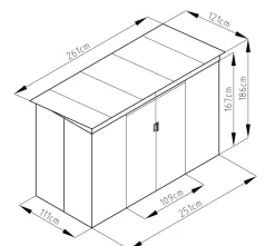 Plåtförråd 3,16 m²  Galvaniserat Stål | Polykarbonat-Taklucka | Skjutdörrar