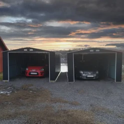 Plåtgarage 23m² | Dubbel dörr | Komplett byggsats | Premium