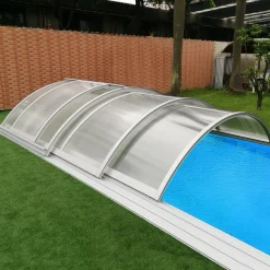 Pooltak 4x8m med sidodörr | Solid polykarbonat 4mm | Aluminium