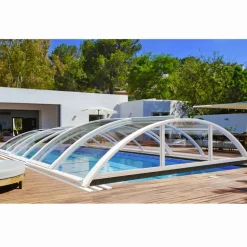 Pooltak 4x8m med sidodörr | Solid polykarbonat 4mm | Aluminium