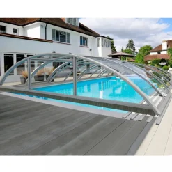Pooltak 4x8m med sidodörr | Solid polykarbonat 4mm | Aluminium