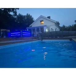 Pooltak 4x8m | Utan skenor | UV-skydd | Flexibel dörr