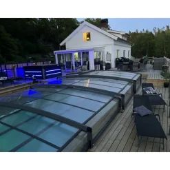 Pooltak 4x8m | Utan skenor | UV-skydd | Flexibel dörr