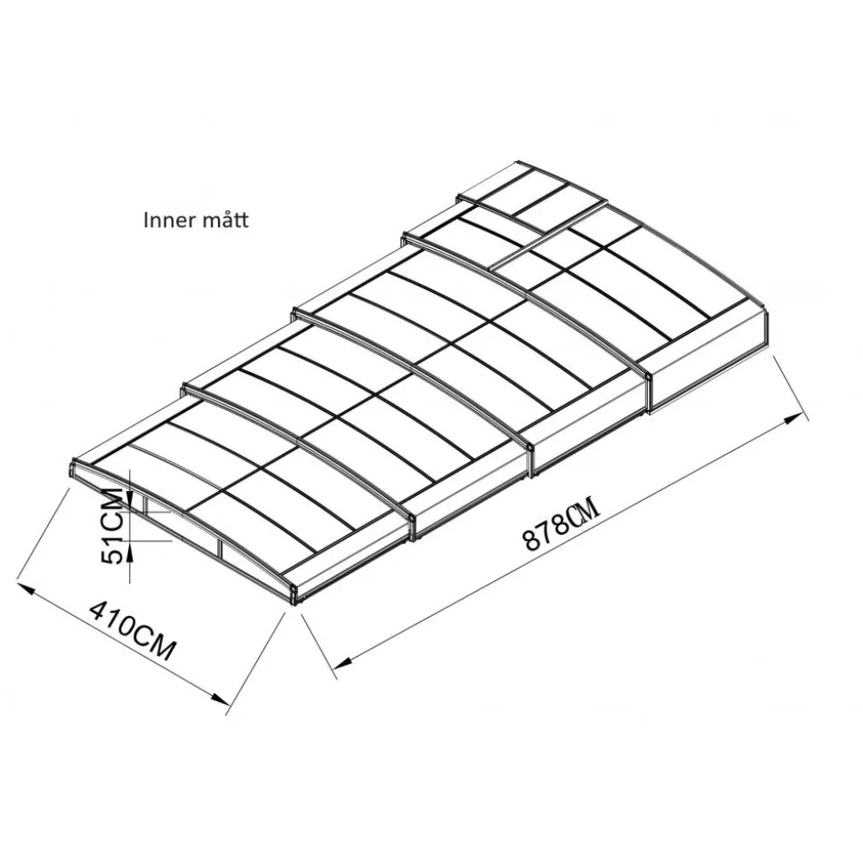 Pooltak 4x8m | Utan skenor | UV-skydd | Flexibel dörr