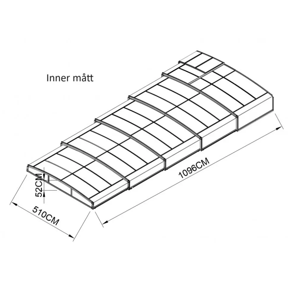 Pooltak 5x10m | Utan skenor | UV-skydd | Flexibel dörr