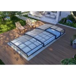 Pooltak 3x6m | Utan skenor | UV-skydd | Justerbar dörr