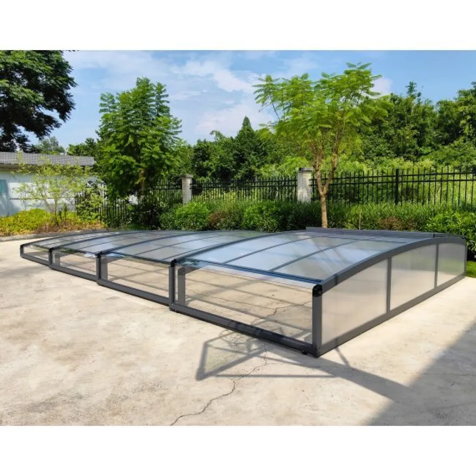 Pooltak 3x6m | Utan skenor | UV-skydd | Justerbar dörr