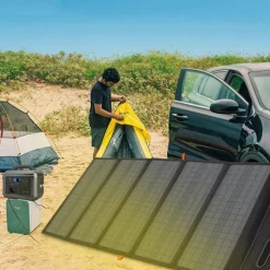 Portabel solpanel 100W | Vikbar | Ladda 3 enheter samtidigt