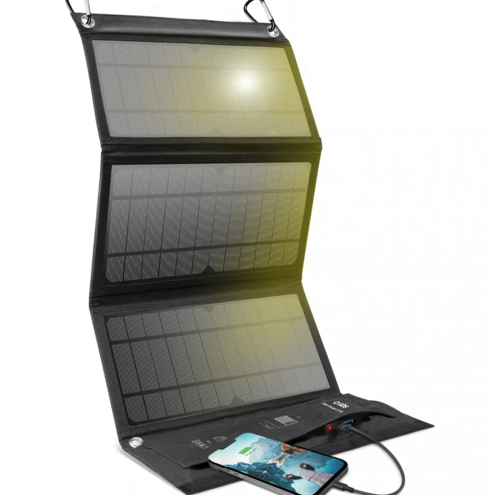 Portabel solpanel 21W | Vikbar | Ladda 2 enheter samtidigt