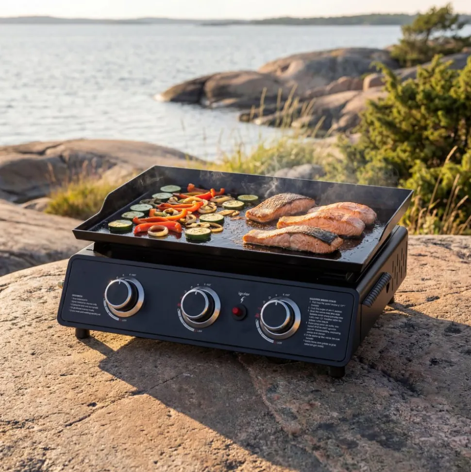 Portabel stekhäll | Stekbord med 3 brännare för smidig grillning | CampMate