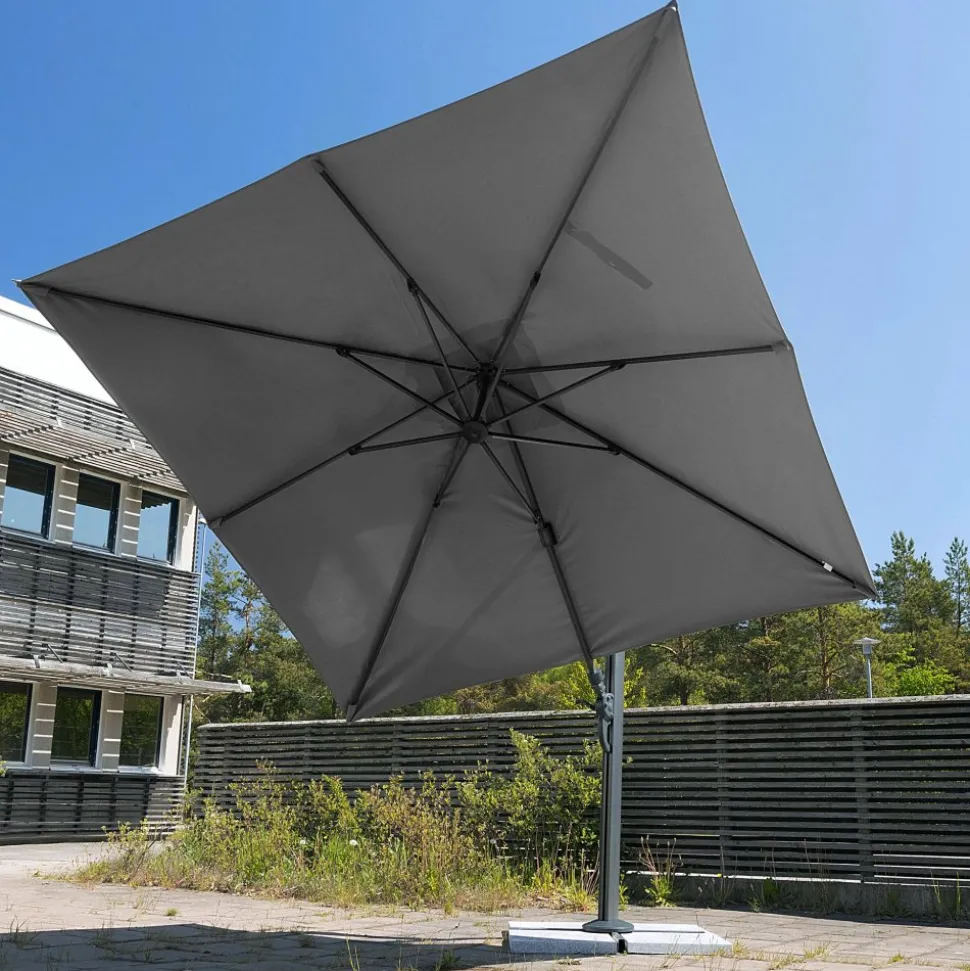 Premiumparasoll 3x3m | Fyrkantigt | Grå