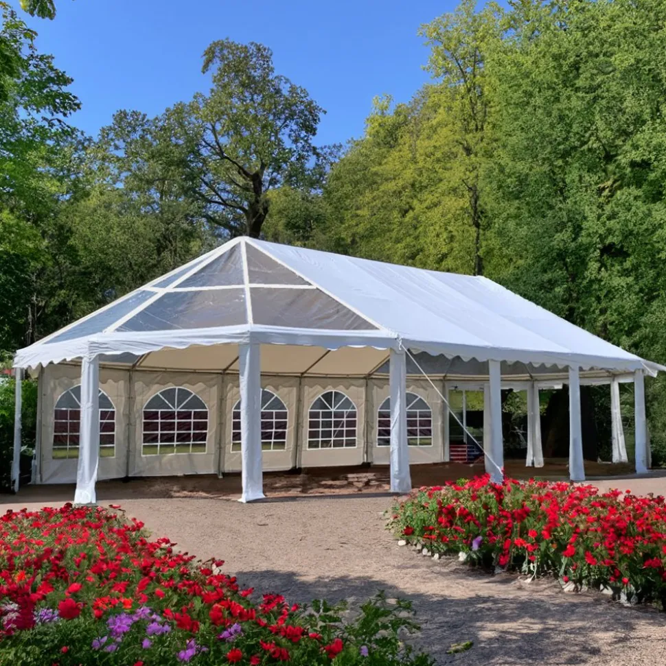 Premium partytält 12x6,5m | Vattentät, eldsäker och UV-behandlad PVC