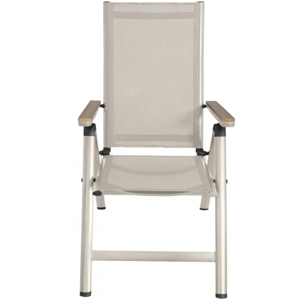 Reglerbar positionsstol i beige textilene med trälook | Svea