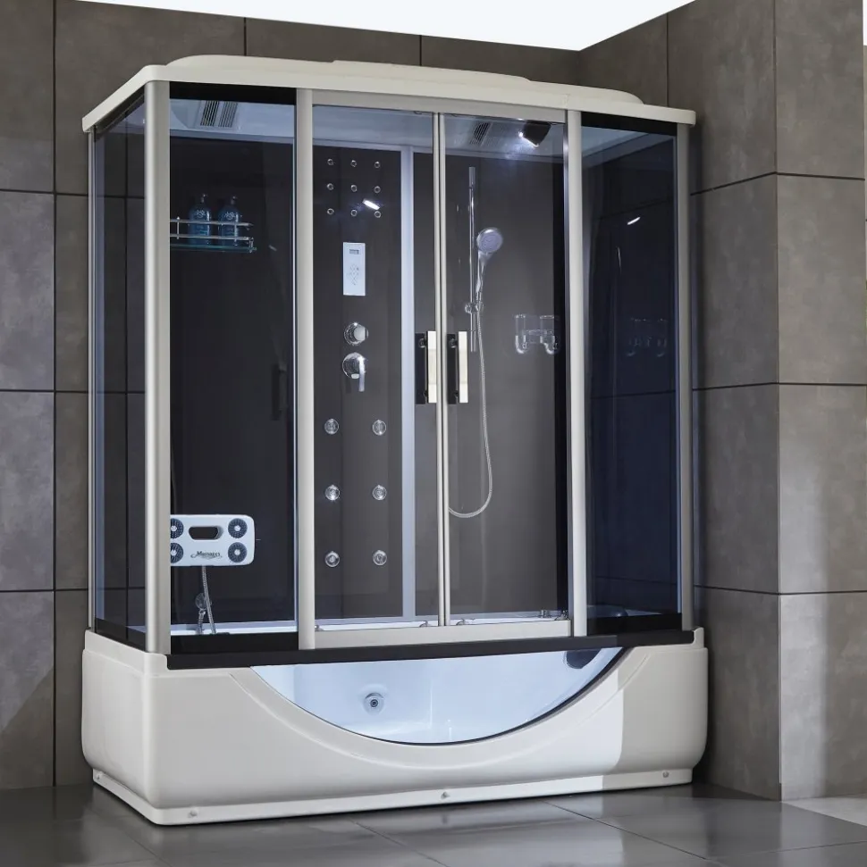 Rektangulär duschkabin med jacuzzi-badkar