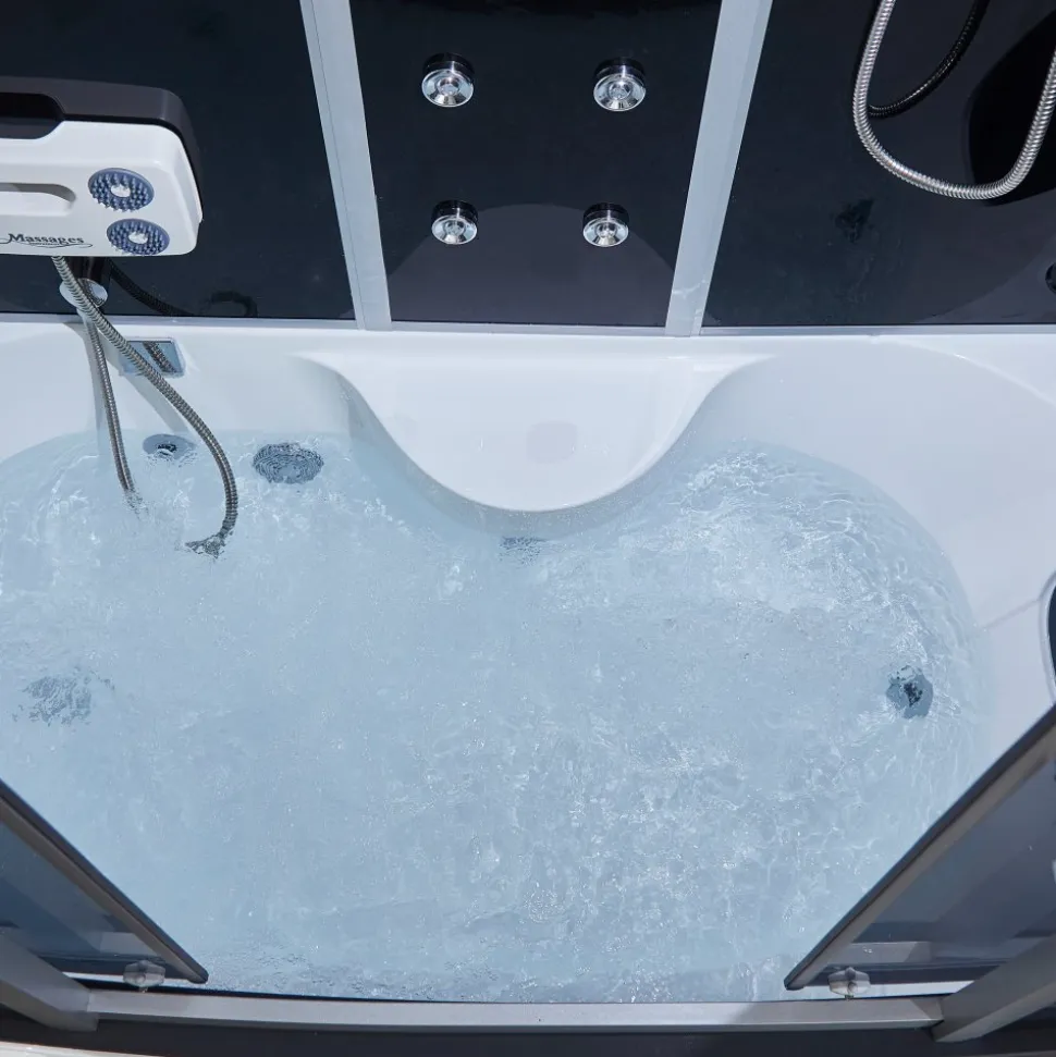 Rektangulär duschkabin med jacuzzi-badkar