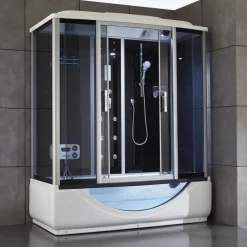 Rektangulär duschkabin med jacuzzi-badkar