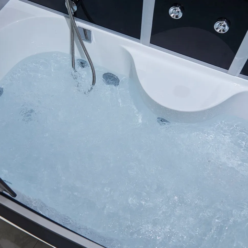 Rektangulär duschkabin med jacuzzi-badkar