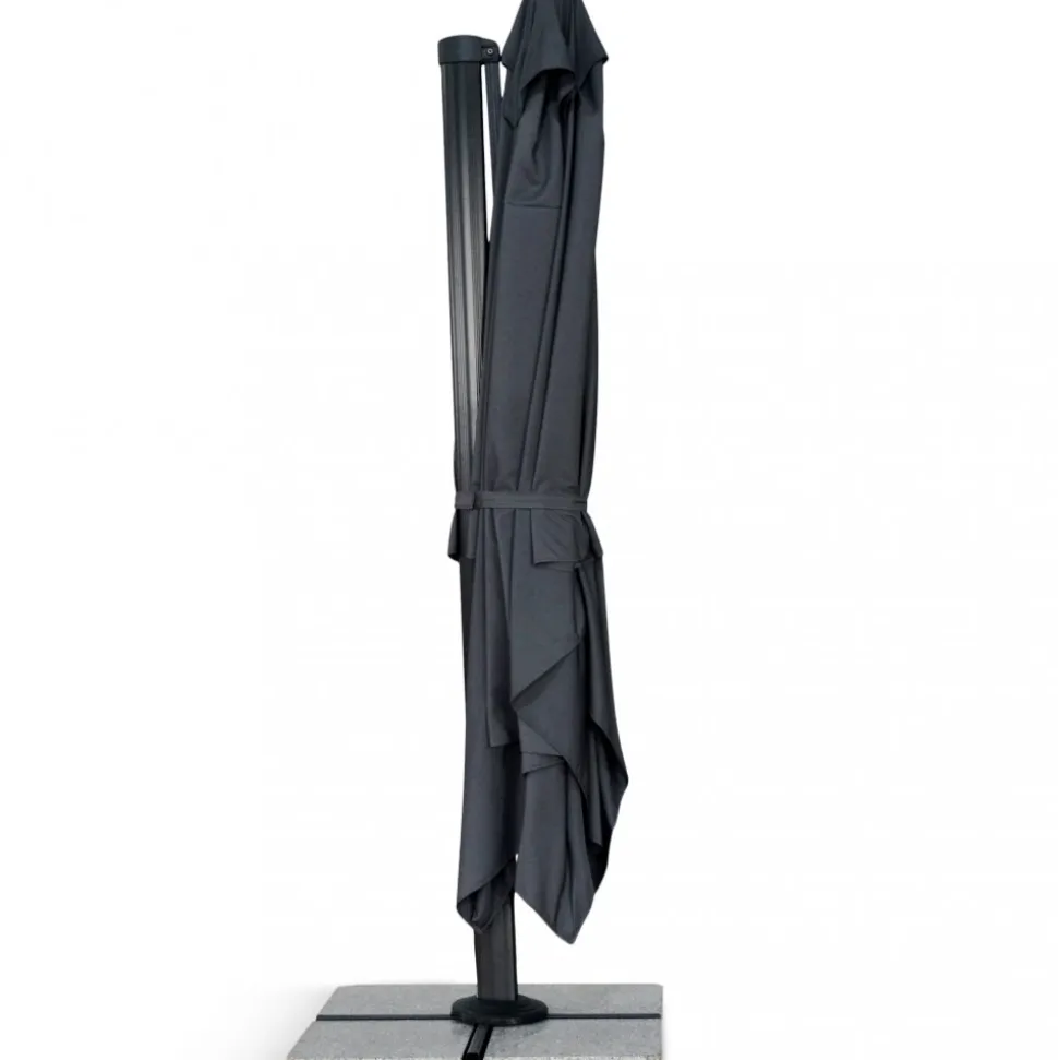 Rektangulärt premiumparasoll 3x4m | Kraftig konstruktion | Grå
