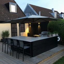 Rektangulärt premiumparasoll 3x4m | Kraftig konstruktion | Grå