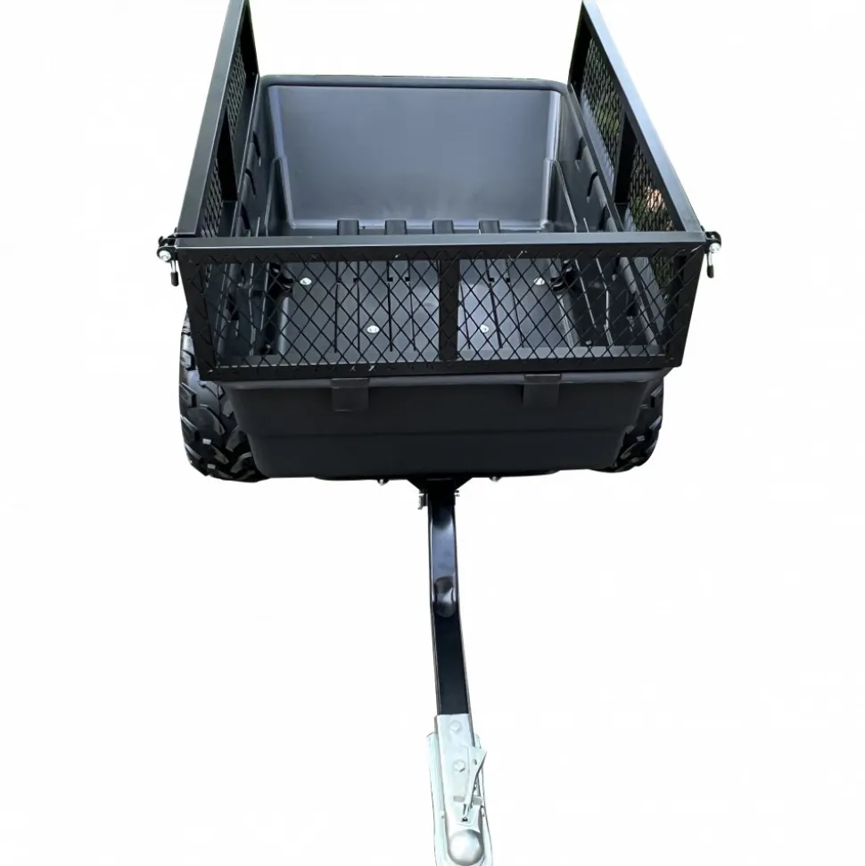 Robust ATV-Vagn med mesh | 700KG Lastkapacitet & terränghjul | Svart
