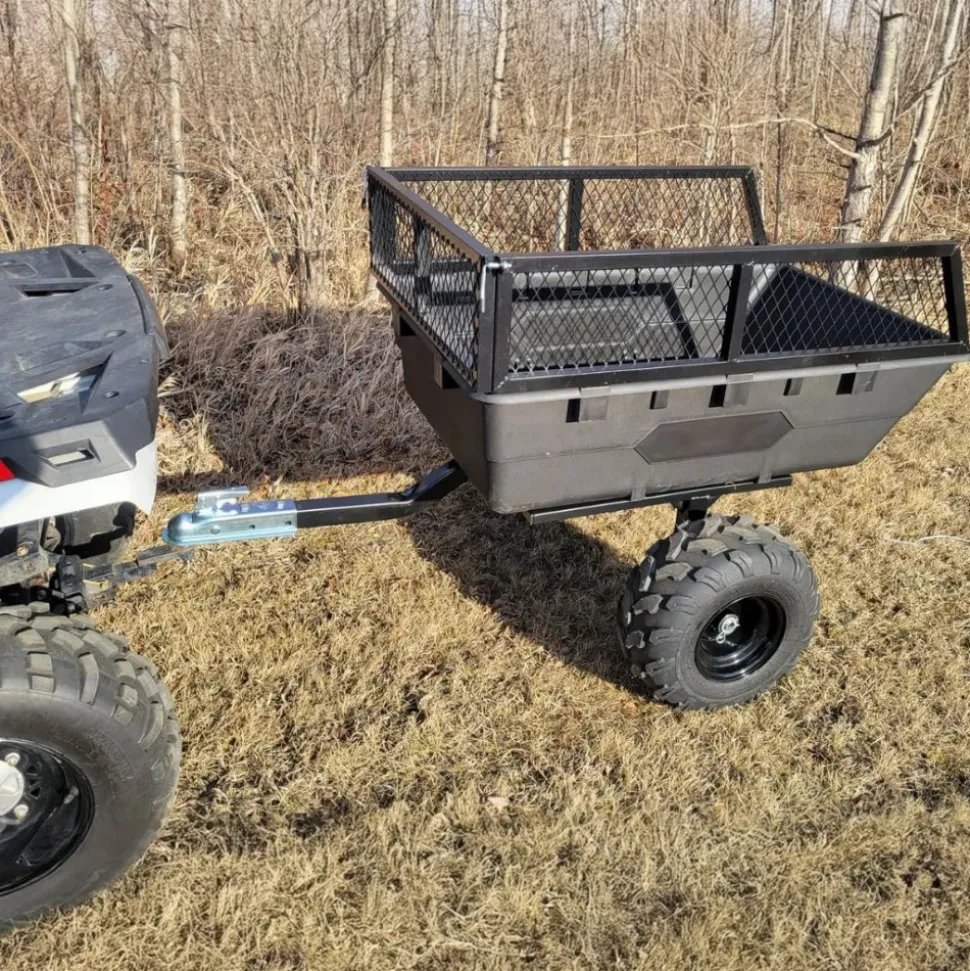 Robust ATV-Vagn med mesh | 700KG Lastkapacitet & terränghjul | Svart