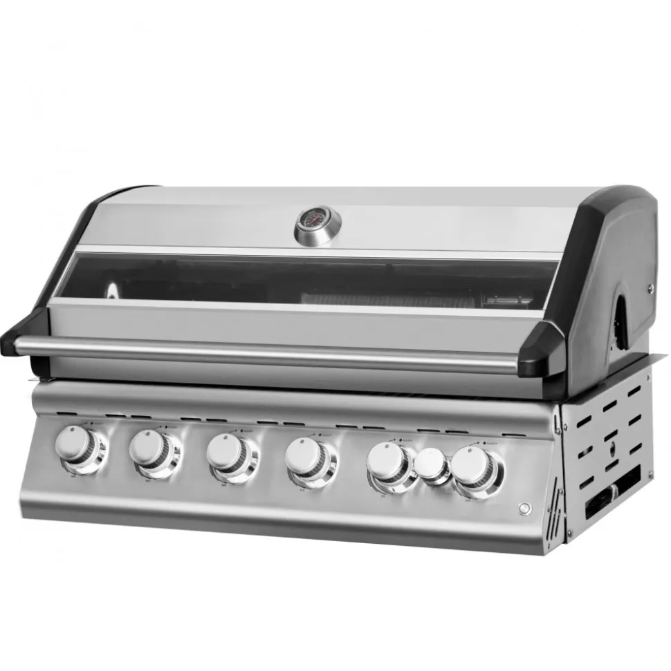 Rostfri gasolgrill 6 Brännare | 5 Brännare & Infraröd Bakbrännare | Ohio